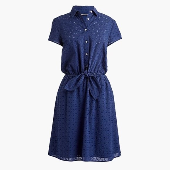 J. Crew Dresses & Skirts - J.Crew Eyelet Collared Tie-Front Dress XS/XXS